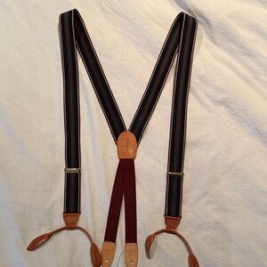 Colehaan Striped Suspenders with Leather Accents
